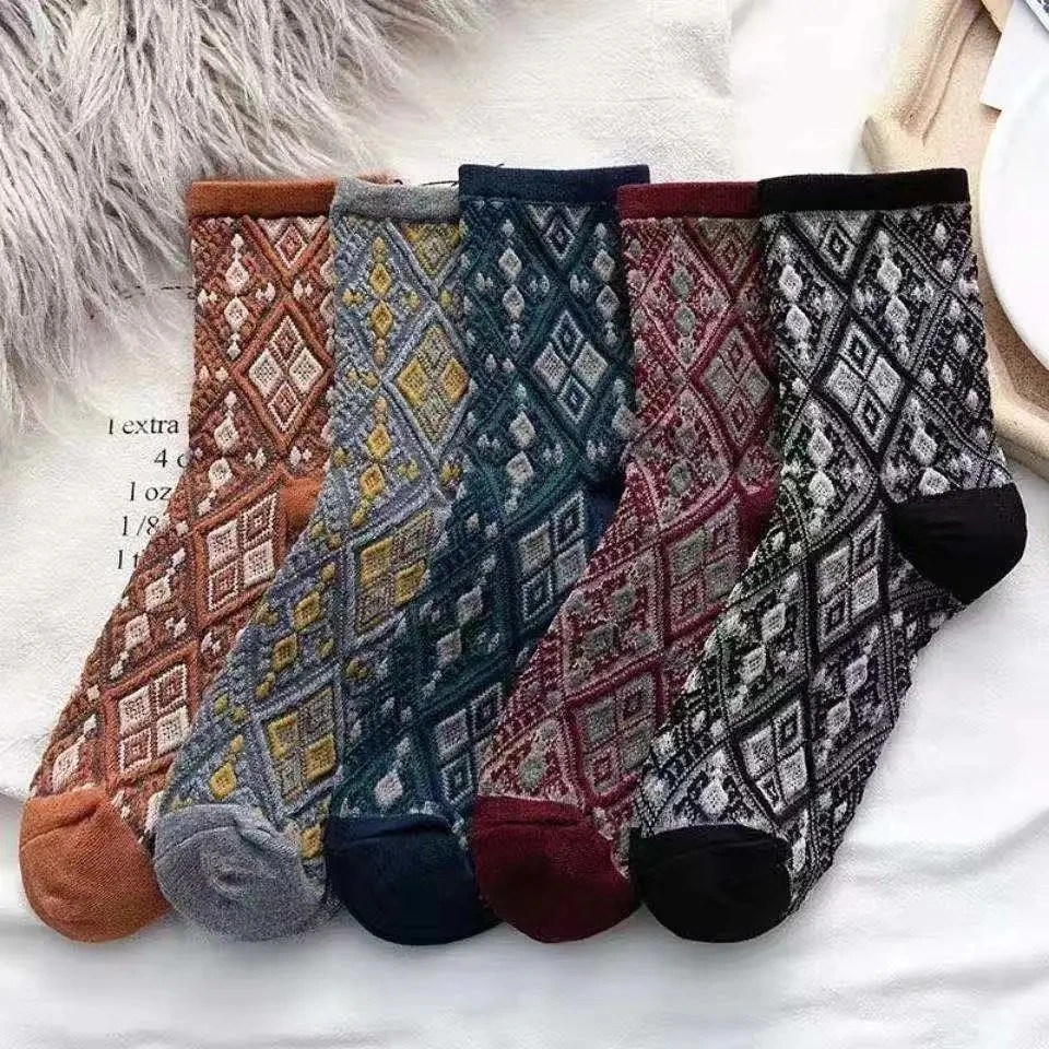 

5 Pairs/Lot 2021 Flowers Dress Socks Girl's Famale Cute Socks Spring And Autumn Socks Warm Socks Fashion And Ctue