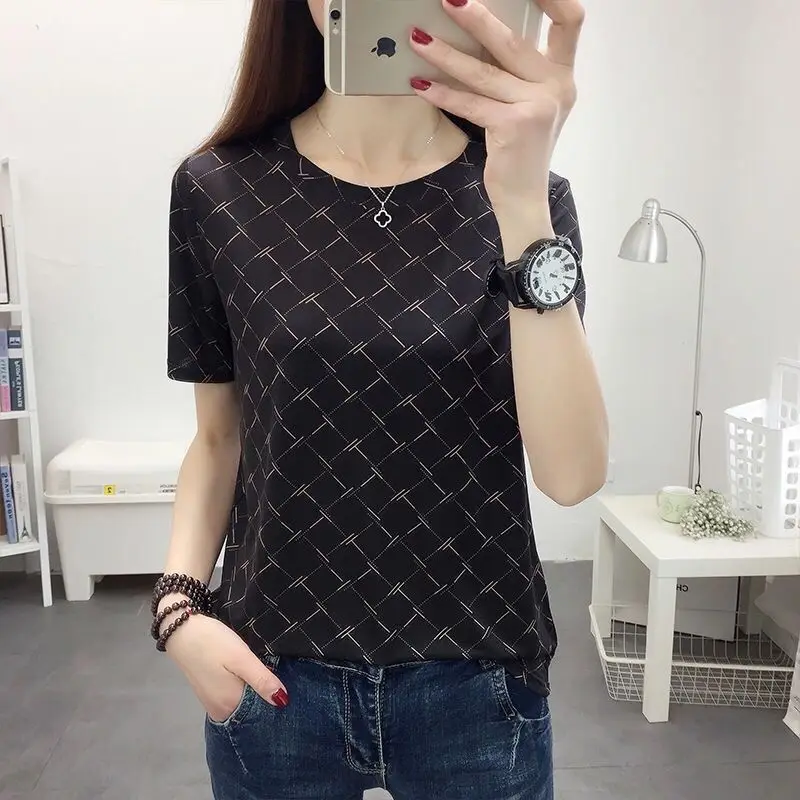 

2021 Summer New Korean Version Loose-fitting Short-sleeved T-shirt Women's Big Size Top