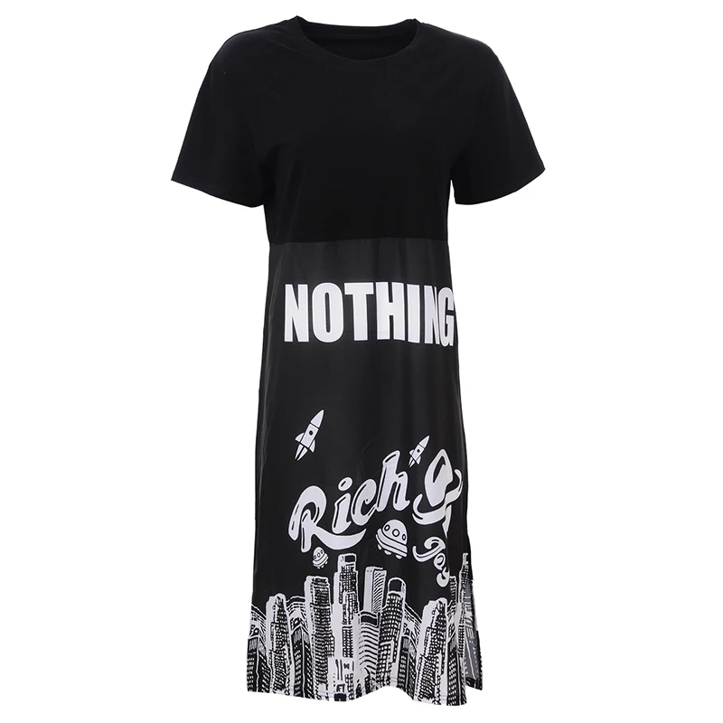 Женское летнее платье-футболка свободное Повседневное с принтом модель 2018 1547 |