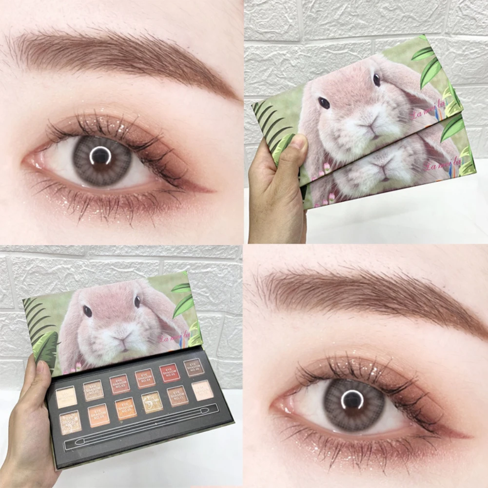 

LAMEILA 12 Colors Eyeshadow Palette Matte Glitter Pearlescent Eye Shadow Waterproof Eye Plate Cute Eyes Makeup Female Cosmetics