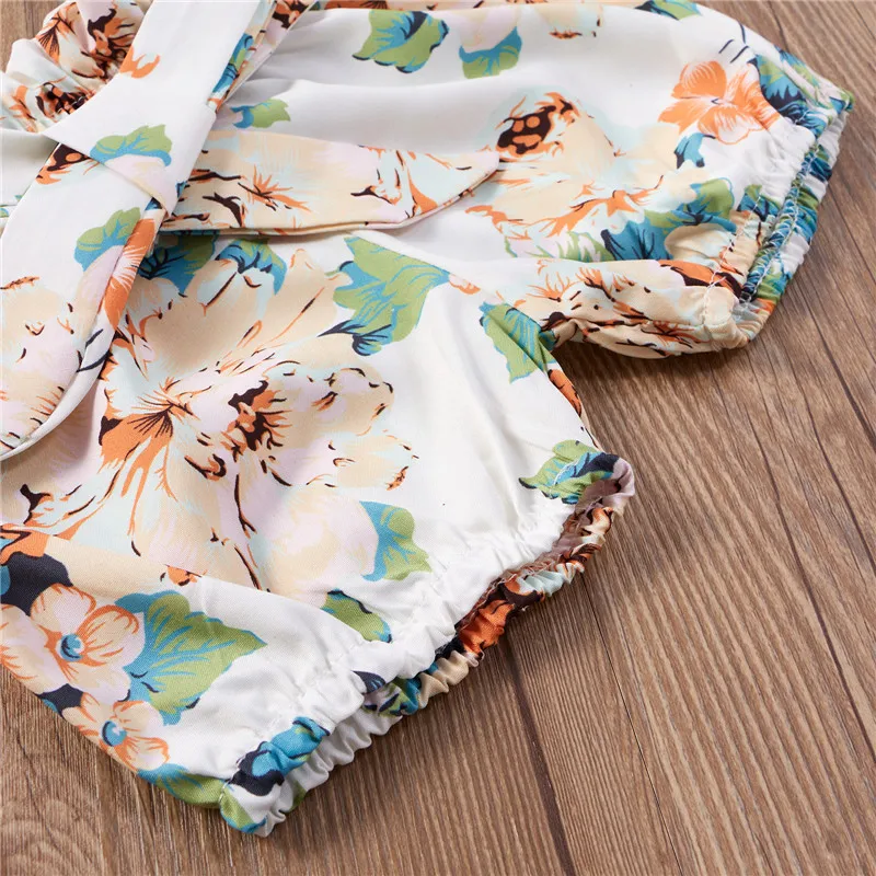 

Baby Girls Summer Clothing Sets Newborn Infant Baby Girls Ruffles Sleeve Ribbed Bodysuits+Bowknot Floral Print Shorts Outfits