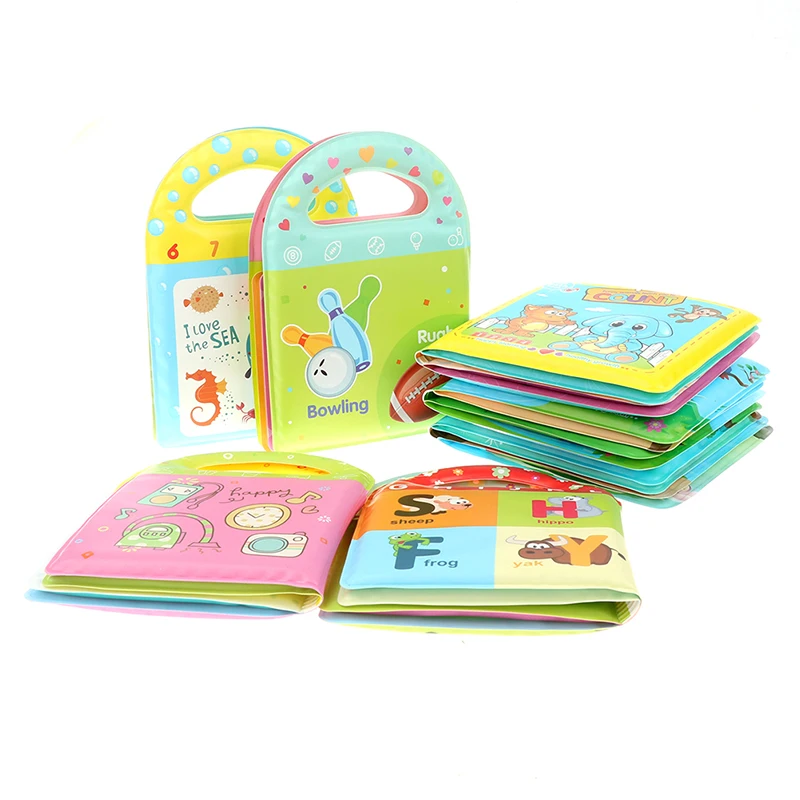 

1PC Waterproof EVA Cartoon Bath Books Baby Books for Toddler with BB Whistle Early Educational Bathroom Toys Activity 4 Pages