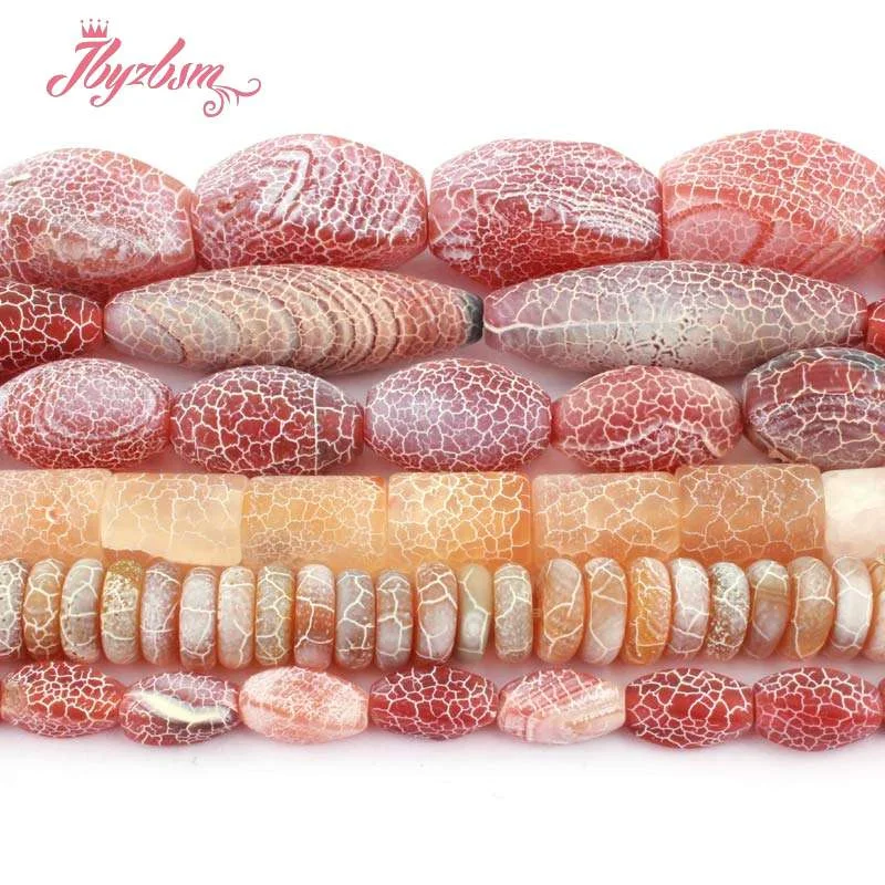 

Oval Round Twist Drop Frost Cracked Red Black Agates Natural Stone For DIY Women Necklace Bracelet Jewelry Making Spacer 15"