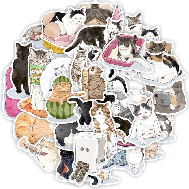 

10/30/50PCS Minimalist Kawaii Cat Stickers Aesthetic for Water Bottle Fridge Phone Waterproof Cartoon Decoration Sticker Decals