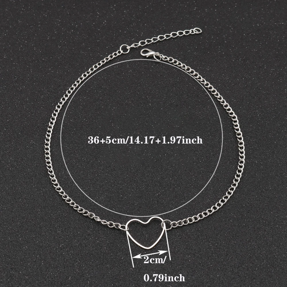 

Metal Heart-shaped Choker Necklaces Women Simplicity Sexy Glod Silver Color Hollowing Necklaces Accessories