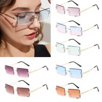 retangle rimless sunglasses women men shades sun glasses small retro gradient glasses frameless uv400 eyewear cycling equipment