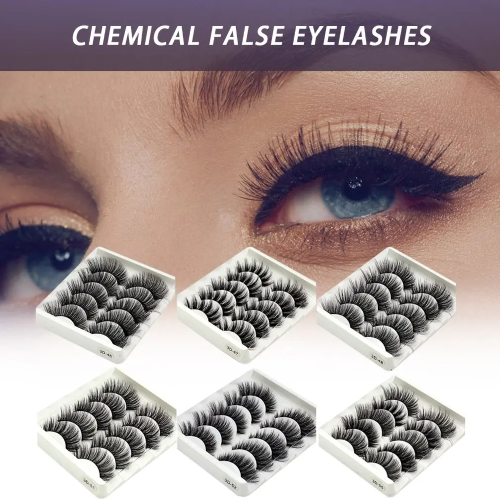 3D ручной работы химические накладные ресницы из искусственных волокон пять пар