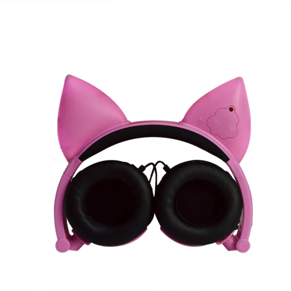 Cartoon cute cat fox ear glowing child's Foldable Flashing Glowing Gaming Headset Earphone | Электроника