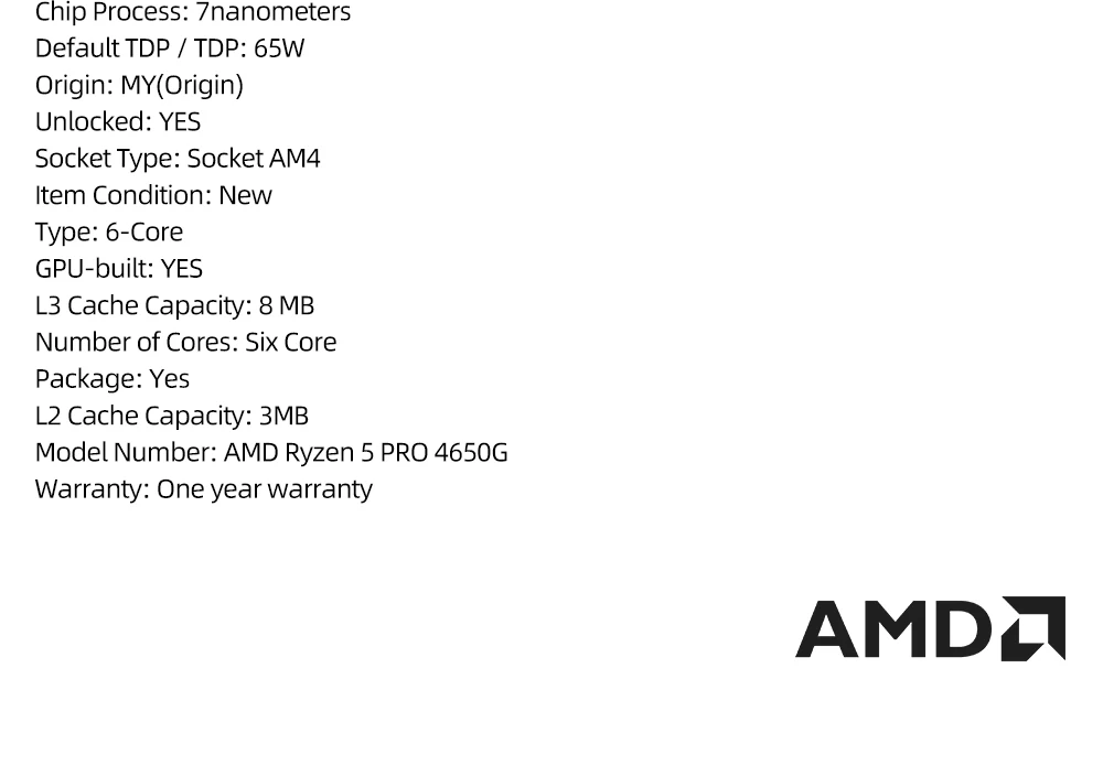 cpus AMD New Ryzen 5 PRO 4650G R5 PRO 4650G CPU Processor 3.7GHz Six-Core Twelve-Thread 7NM 65W Socket AM4 Gamer Processor Accessorie best processor