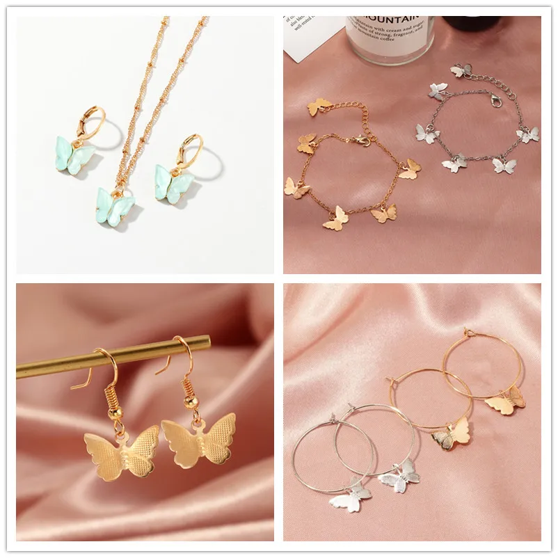 Женские серьги обручи в форме бабочки золотистые круглые с матовым покрытием