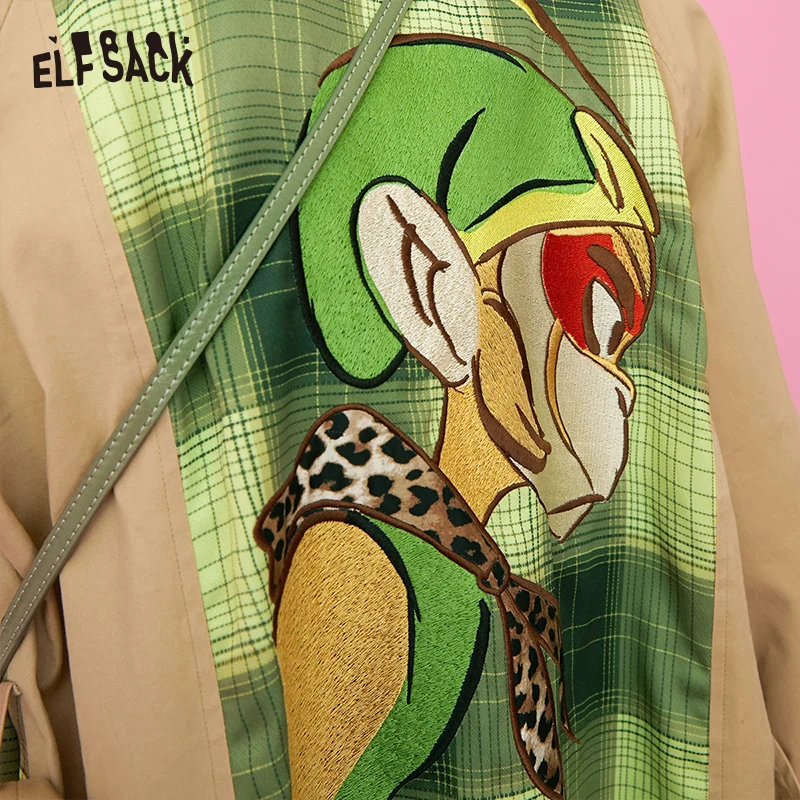 ELFSACK с вышивкой героями мультфильмов комплекты в клетку стиле пэчворк Для женщин