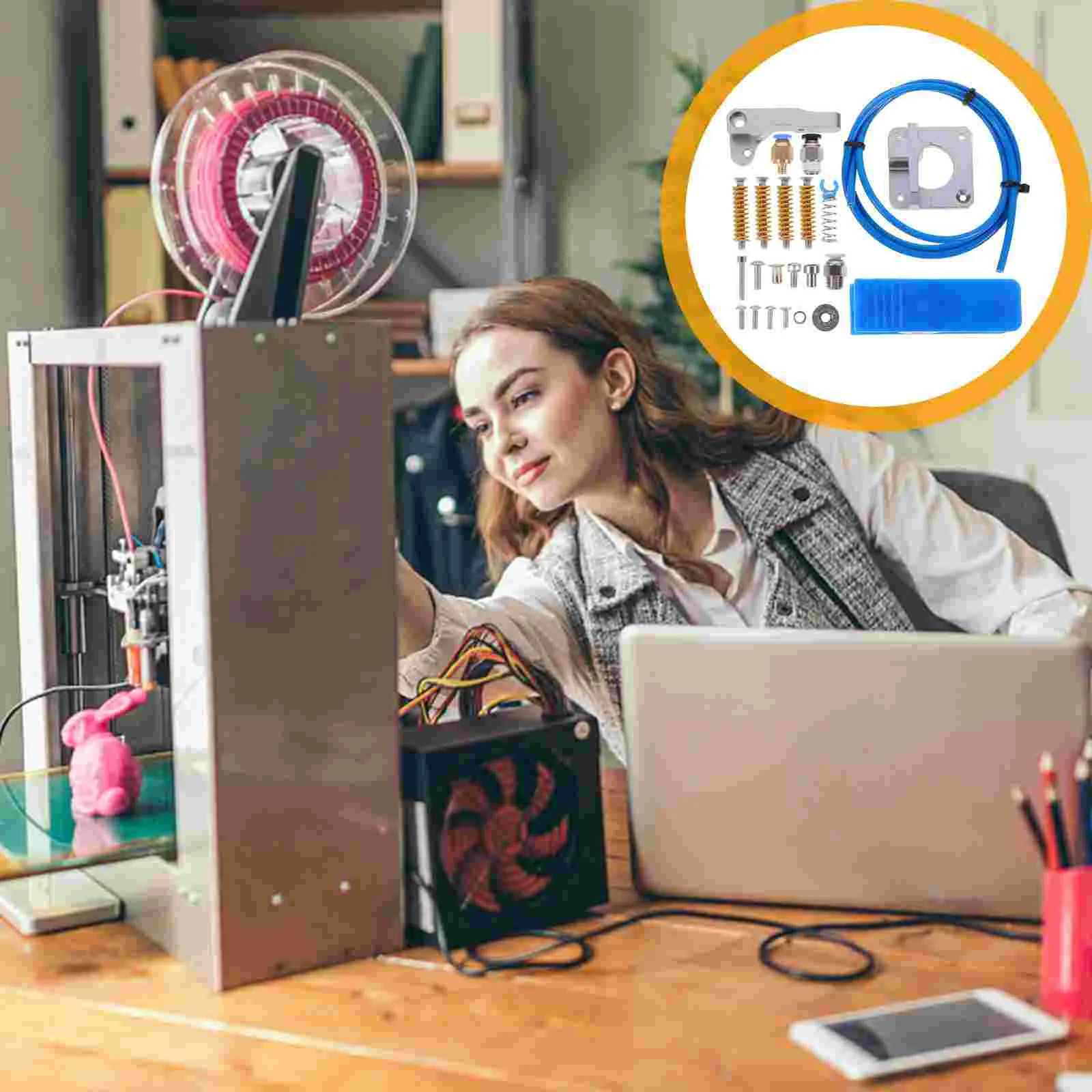 

1 Set Printer Extruder Kit Aluminum Alloy Block Kit PTFE Tube Pneumatic Connector