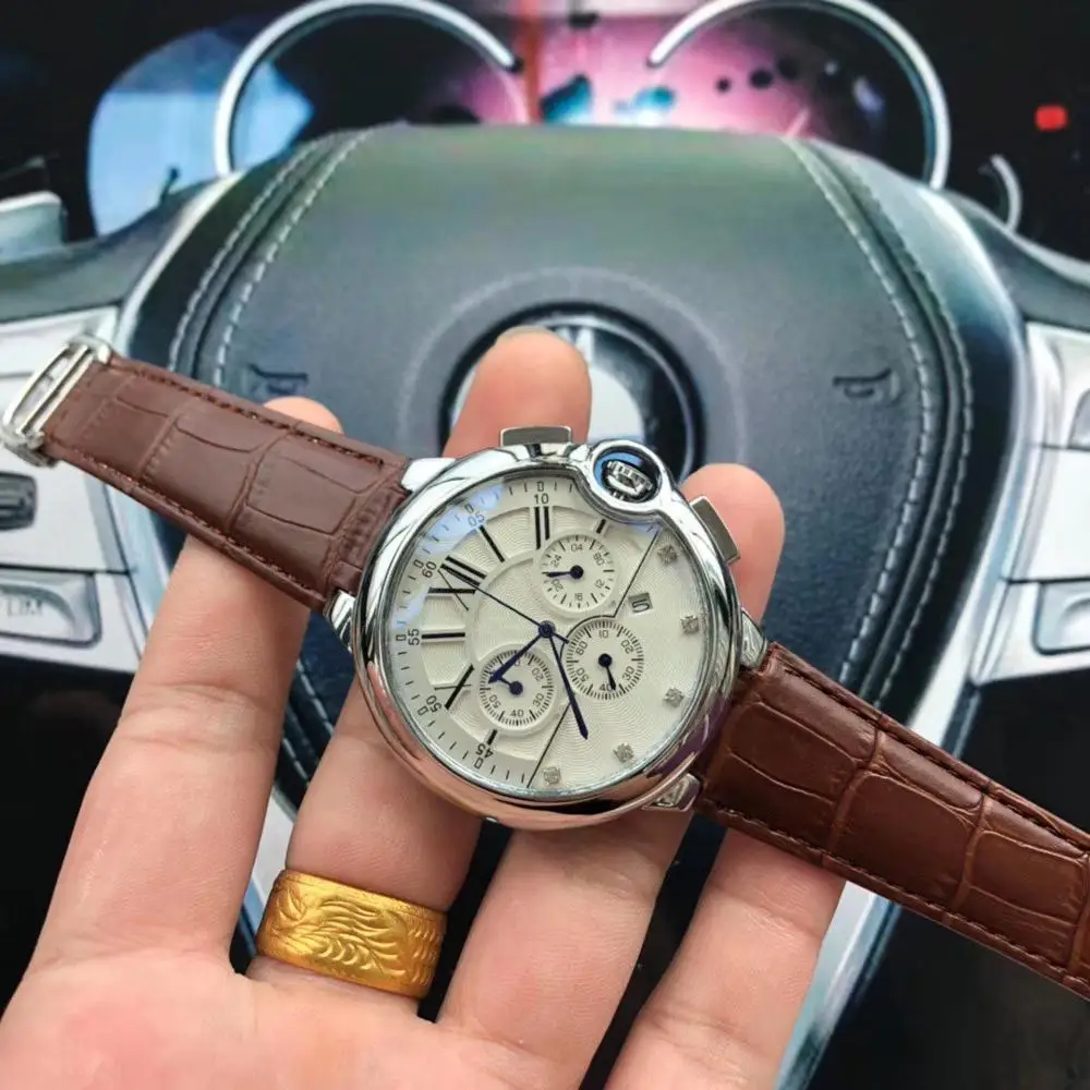 

Top Luxury CTR Vintage Oversized Men Quartz Watch Six Needles Full Function Waterproof Business Casual Watches Reloj De Hombre