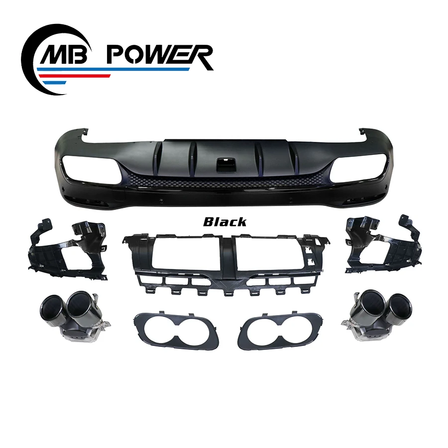 

2021 w167 GLE53 SUV задний диффузор с наконечниками для w167 GLE53 SUV черный и серебристый диффузор с наконечниками выхлопных газов