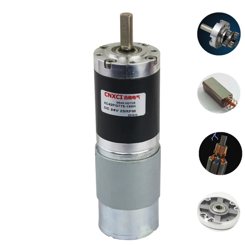 Планетарный редукторный двигатель постоянного тока 42 мм крутящий момент 12 В 24