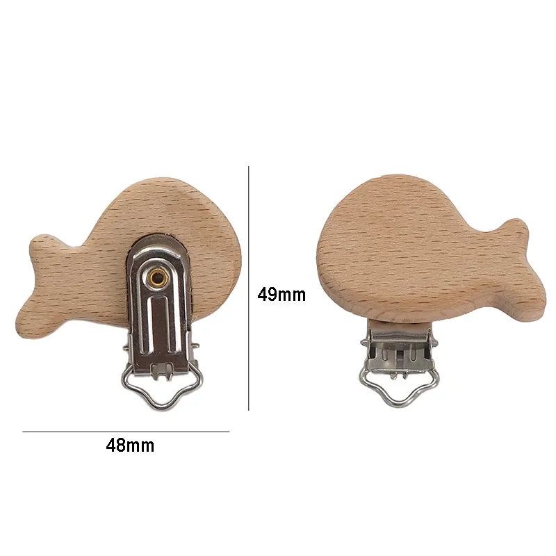 Chenkai 50PCS Wooden Bear Flower Car Heart Bird Elephant Round Star Clips BPA Free For DIY Baby Nature Pacifier    Chain Gifts