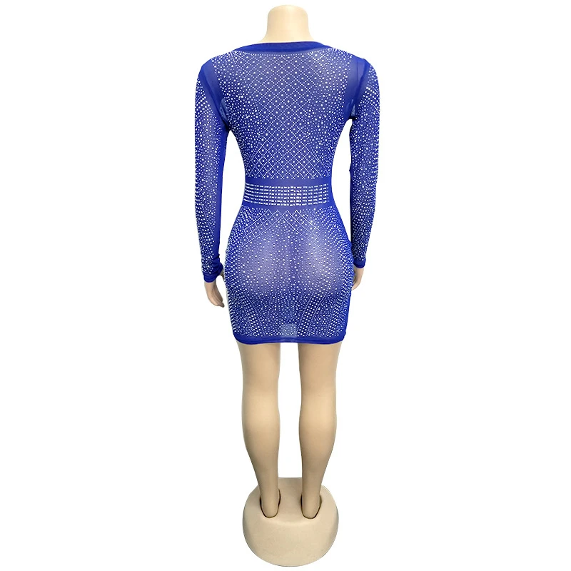 Женское прозрачное Сетчатое платье Adogirl с бриллиантами сексуальное облегающее