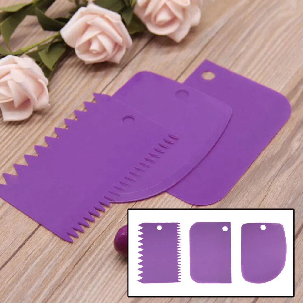 

3PCS Dough Cake Cutter Slicer Spatula for Scraper Pasty Cutters Scraper Irregular Teeth Edge DIY Smoother Kitchen Decorating