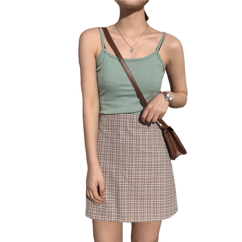 

2021 Tops Undershirts Solid Color Sexy Casual Camis summer women's stretch thin candy color wear camisole bottoming shirt Q264