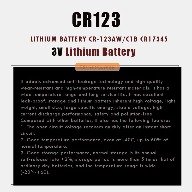 2 шт./лот Panasonic cr123a литий 3V Арло Камера Батарея CR123A CR17345 DL123A EL123A 123A