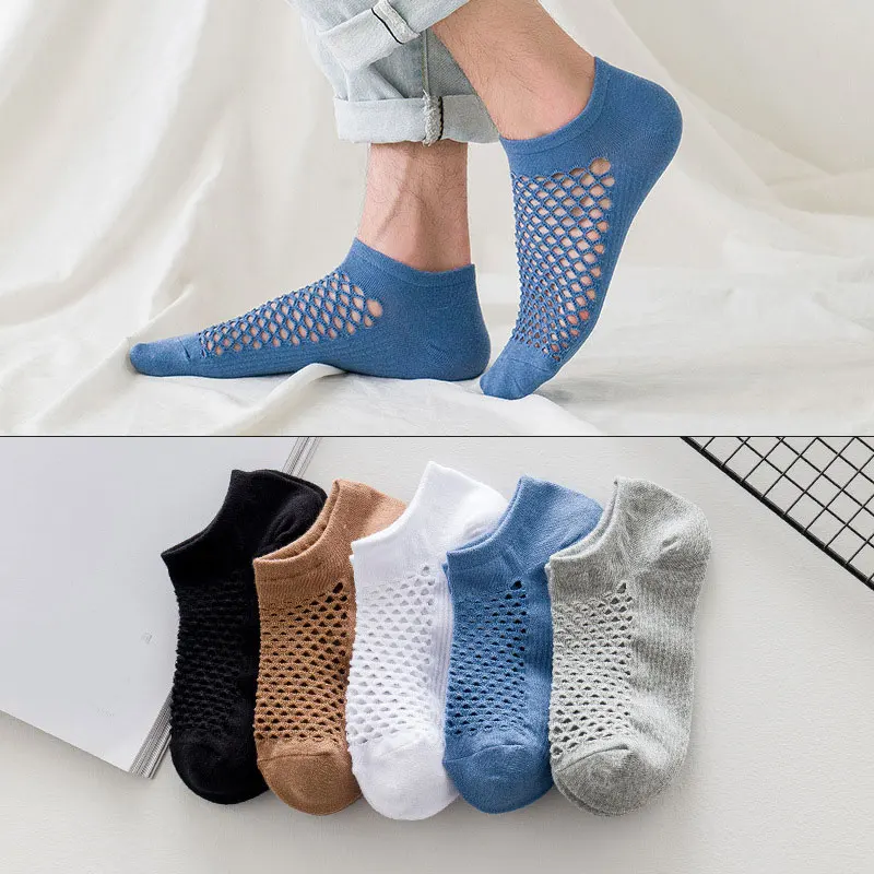 

1 Pair New Summer Thin Mesh Fishnet Men's Socks Casual Male Breathable No Show Socks for Man Solid Color Short Sock Gifts