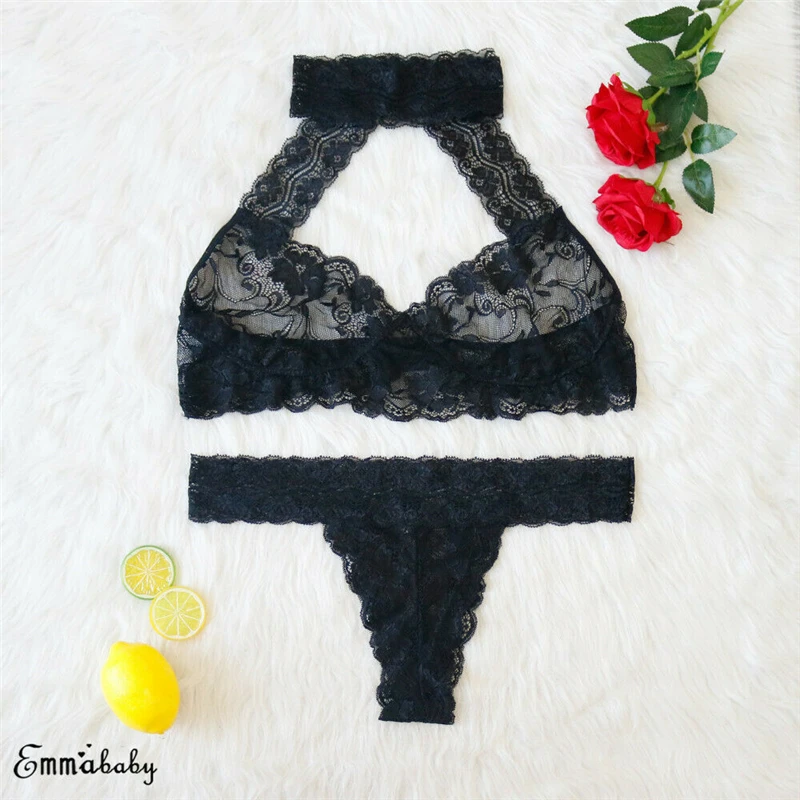 Черный 3XL-5XL сексуальный комплект нижнего белья кружевной бюстгальтер+ стринги сексуальные трусики-Тонги размера плюс Babydoll сексуальное Эротическое белье XXXXXL XL - Цвет: Черный