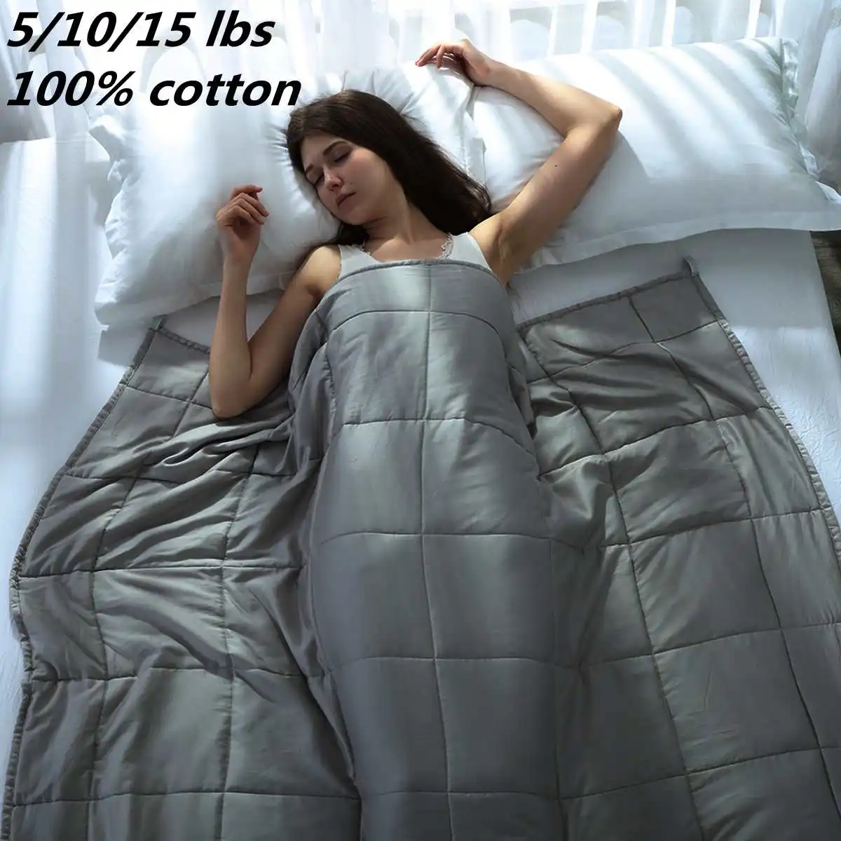 

Портативное утяжеленное одеяло, одеяло для взрослых для снятия стресса и сна, тяжелое зимнее одеяло для сна, темно-серое хлопковое