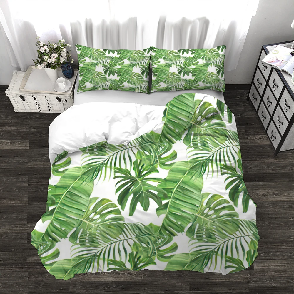 

Simple Elegant Tropical Design 3pcs Duvet Cover Set Durable Quilt Cover 3D Print Palm Tree Pattern Bedding Set AU US UK Size