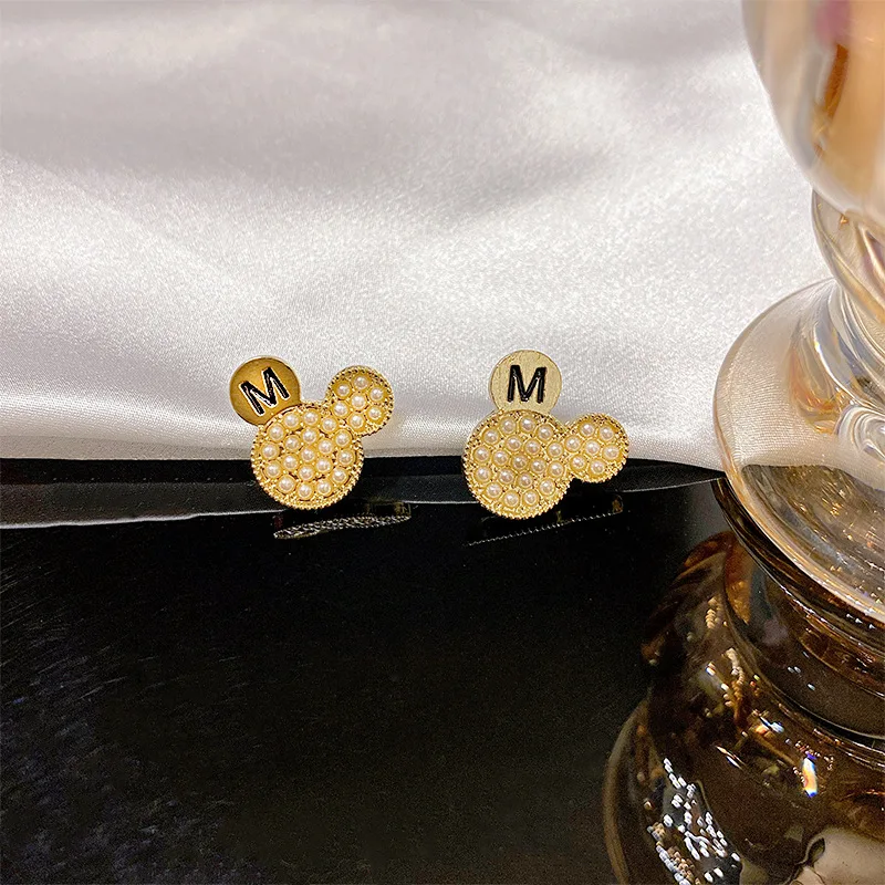 

Cute Mouse Stud Earrings Pearls Cartoon Animal Letter M 2021 New Charm Fashion Jewelry Wholesale Luxury Wedding Gifts For Women