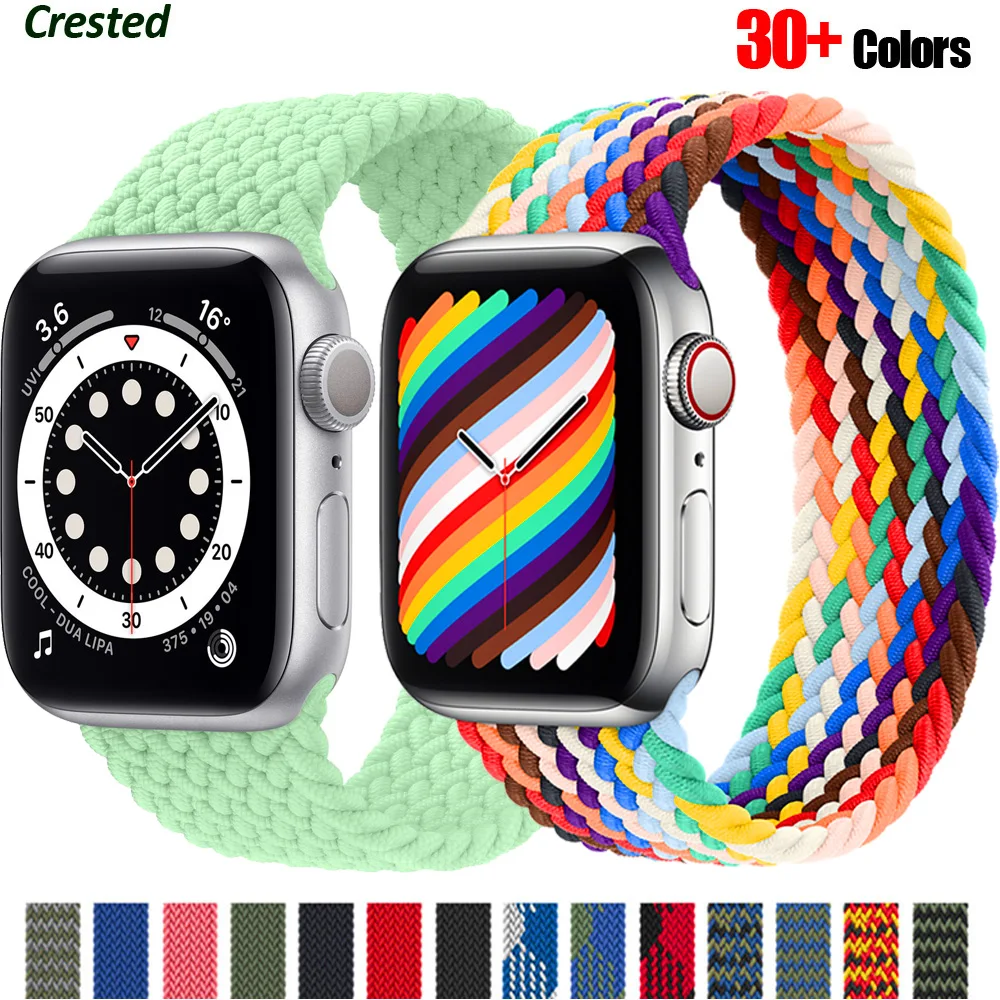 Плетеный соло петля для наручных часов Apple watch версии 44 мм 40 38 42 текстильный