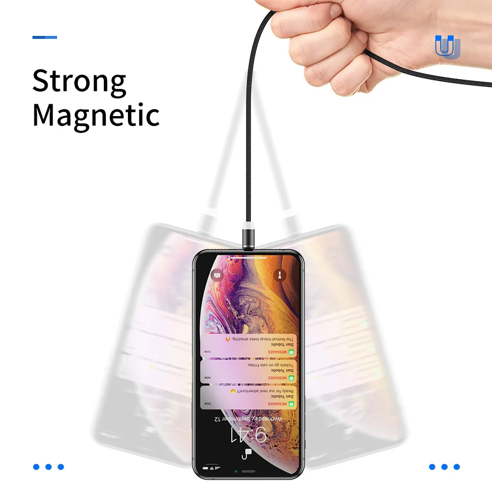YKZ Магнитный кабель Micro USB кабель для iPhone samsung type C Магнитный зарядный USB кабель Micro USB C Магнитный телефонный кабель освещение
