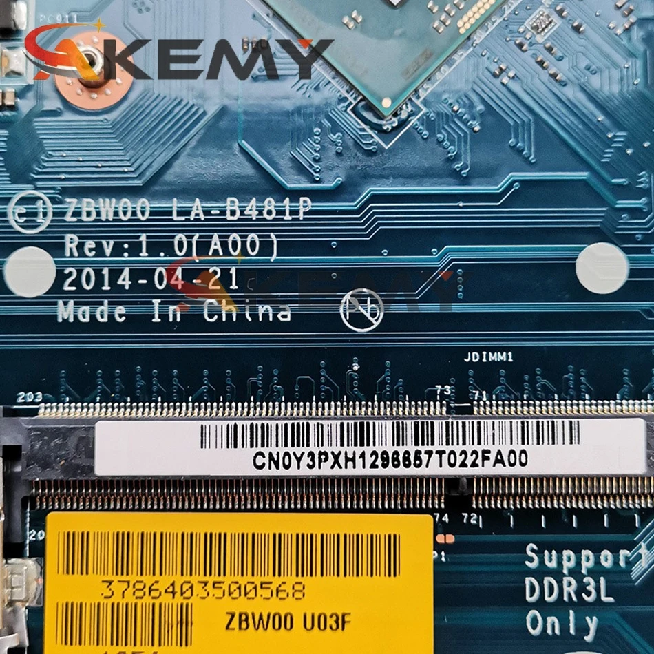

Original For DELL Inspiron 3531 Celeron N2830 Laptop Motherboard CN-028V9W 028V9W ZBW00 LA-B481P Notebook Mainboard SR1W4 DDR3