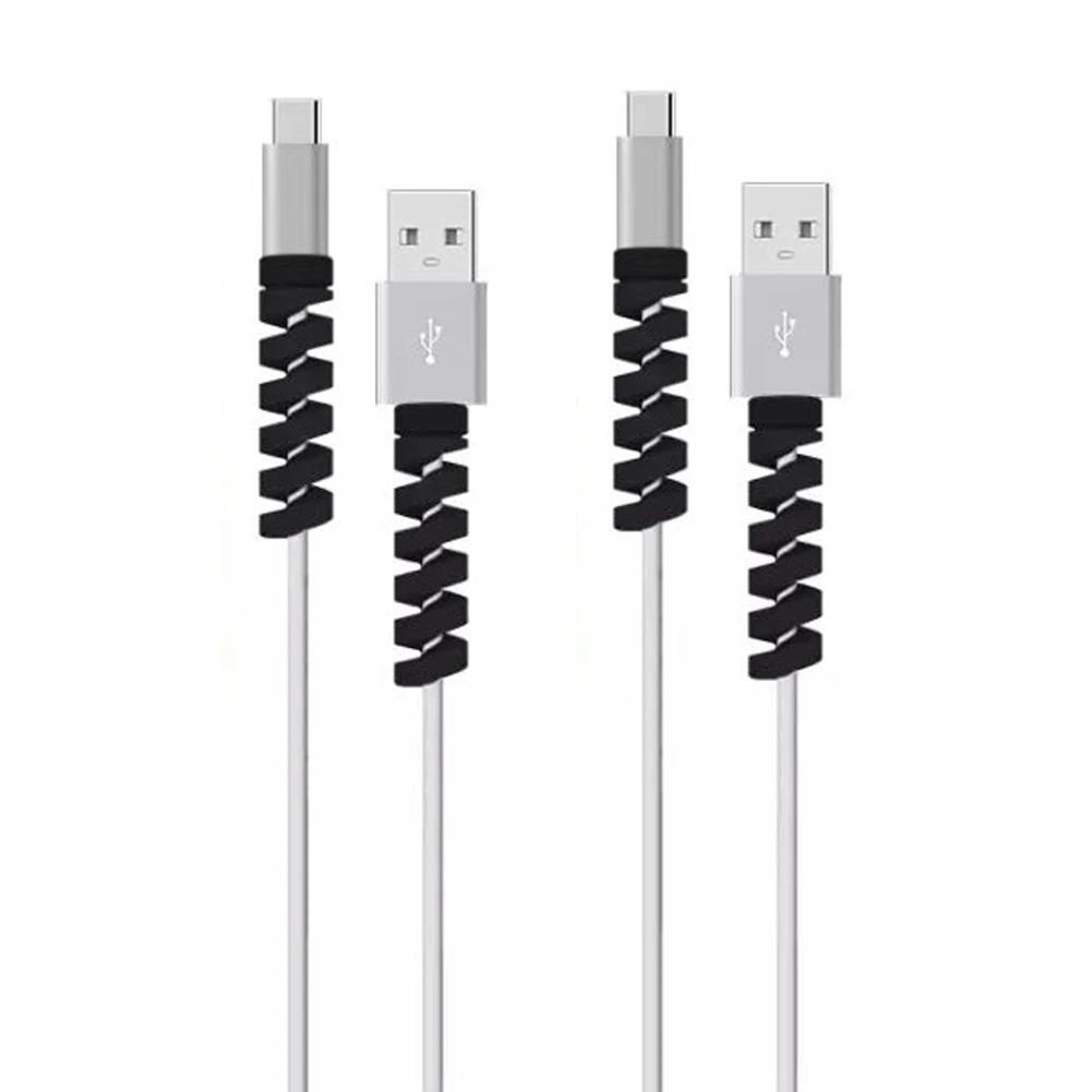 4 шт. Универсальный простой в использовании USB провод протектор для кабеля передачи данных сплошной мягкий анти-ломается крышка зарядная линия спиральная намотка мобильного телефона