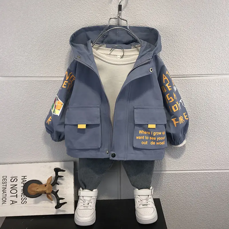 

Girls Boys Windbreaker Spring Autumn 2021 New Style Fashion Letter Korean Baby Jacket Childrens Boy Cool Hoodies Jacket