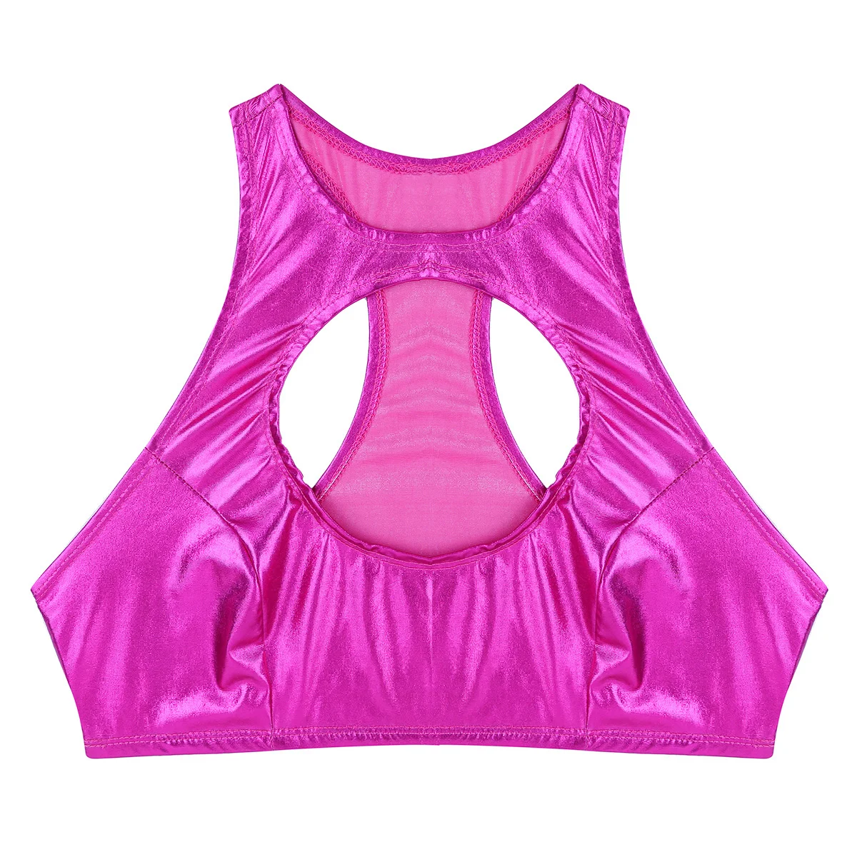 Женский укороченный топ для танцев на шесте девочек металлик без рукавов с