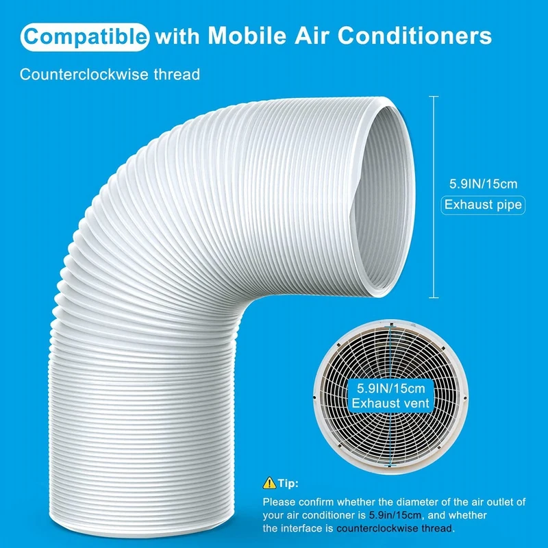 Выхлопной шланг для портативного кондиционера с резьбой против часовой стрелки