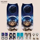 Носки женские унисекс, повседневные Смешные, разные цвета, с изображением Галактики, кота, унисекс
