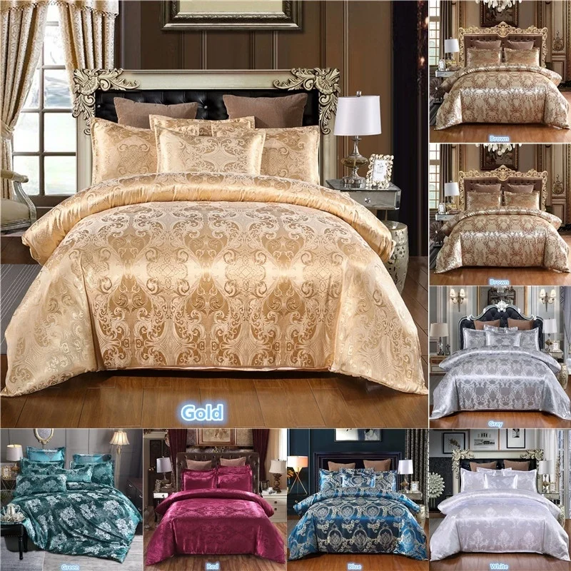 Роскошная шелковистая жаккардовая ткань пододеяльник подушка Shams набор 9 размер