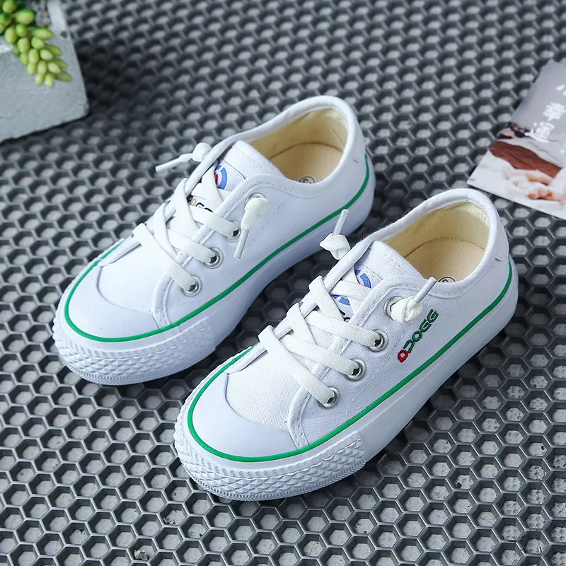 

Fashion Baby Boys Girls White Canvas Sneakers Kids Sports School Cloth Shoes Casual Low Cut Board Slip-on Shoes for Children
