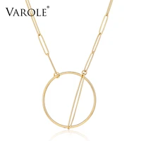 varole minimalist geometry pendant necklace stainless steel gold color hollow circle necklaces for women fashion jewelry
