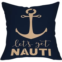 get nauti anchor decorative throw pillow cover rustic nautical ocean sailing beach fall autumn cushion case decor