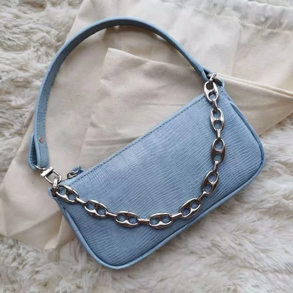 

Women Small Vintage Chains Lizard Crocodile Baguette New Fashion Luxury Designer Bags Handbags Shoulder Crossbody Bag Totes 2020