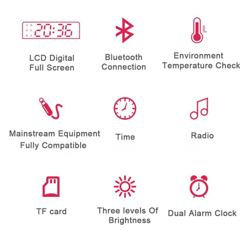 

Bluetooth Speaker With FM Radio Wireless Mini Portable Alarm Clock Speaker Lounder