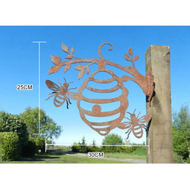 

Hot Father's Day Gift Bee Hive Garden Decor Iron Silhouettes Tree Plug-in Ornament