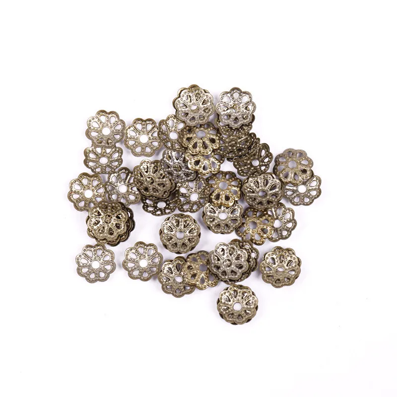 500 шт 6 мм филигранные Металлические колпачки с цветком из бисера Античные