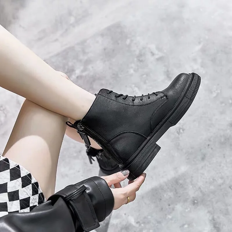 Женские ботильоны на молнии сзади ботинки в английском стиле из коровьей кожи