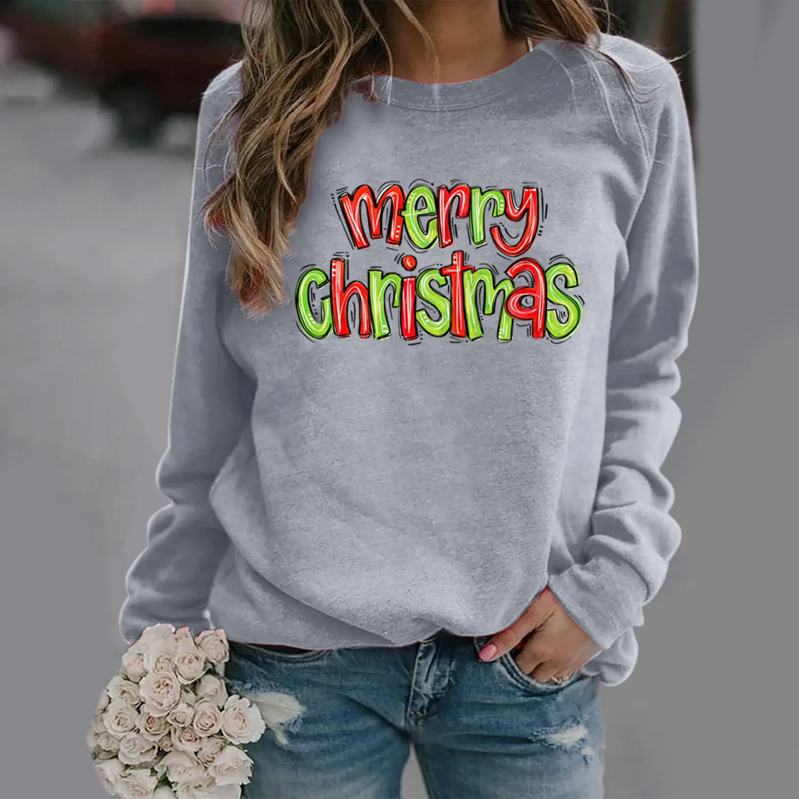 

Women Sweatshirt Merry Christmas Printed Pullover Autumn Casual Long Sleeve O-neck Loose Hoodie Fashion Ladies Streetwear Tops