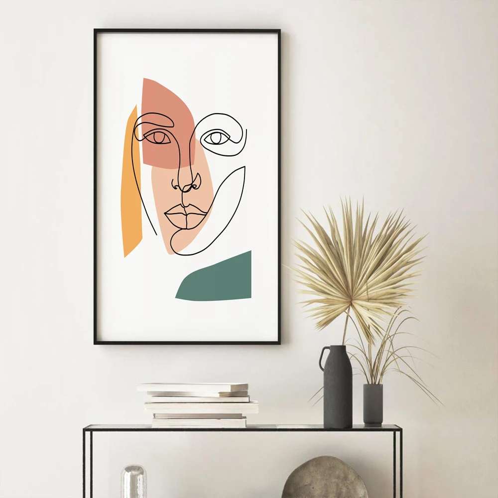 Абстрактная Женская линия для печати горчичная Терракотовая стена картина