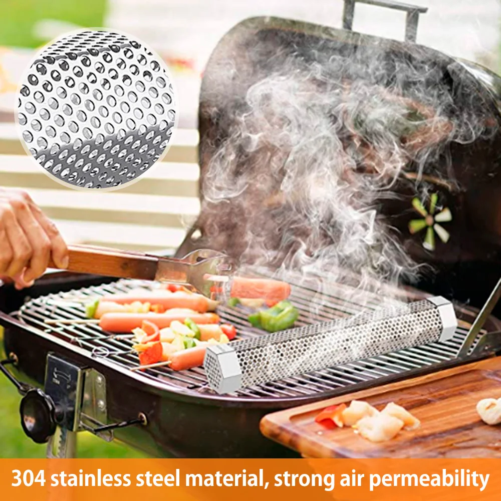 round stainless steel granule pipe barbecue tool accessories smoke generator absorb smoking network tube kitchen outdoor cooking free global shipping