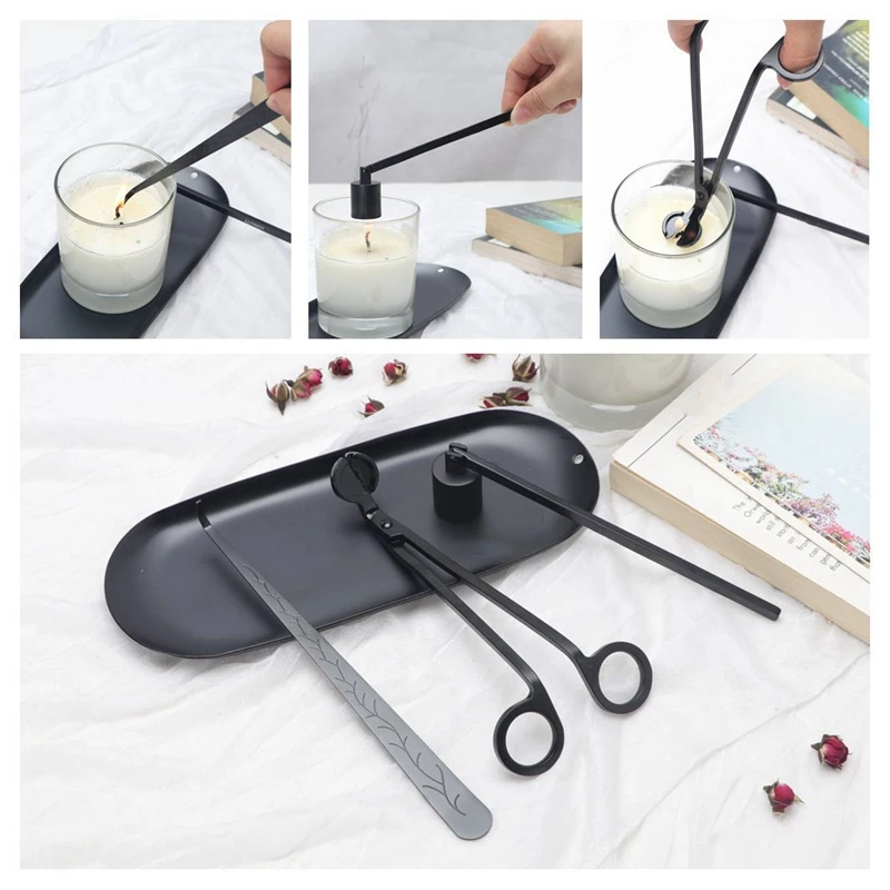 Candle Accessory Set Wick Trimmer Dipper Snuffer Storage Tray 4 Packs Care Kit Gift for | Дом и сад